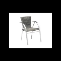 LYROSE Fauteuil Tressé Structure Aluminium Djerba Gris New