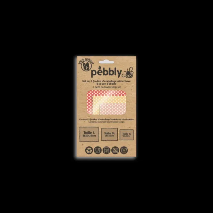 PEBBLY Feuille Emballage Alimentaire Cire Abeille Pois (x3) Hot