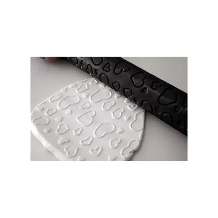 SILIKOMART FIN DE SERIE Rouleau à Empreinte Coeurs pour Pâte à Sucre New