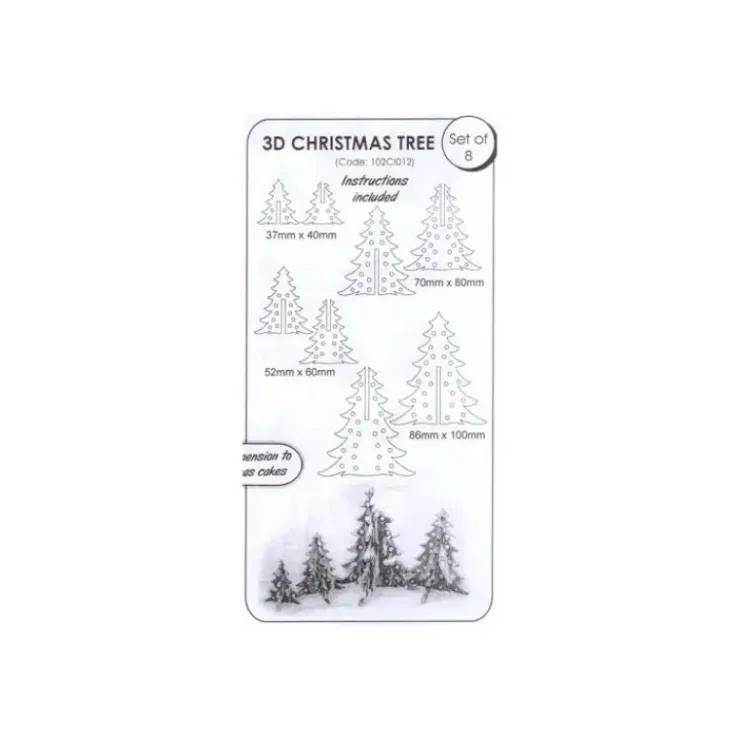 JEM FIN DE SERIE Set Emporte-Pièces Plastique Sapin de Noël 3D (x8) New