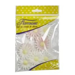 FLORENSUC Fleur Azyme Bio Marguerite Rose et Blanche 4,5 cm x10 Hot