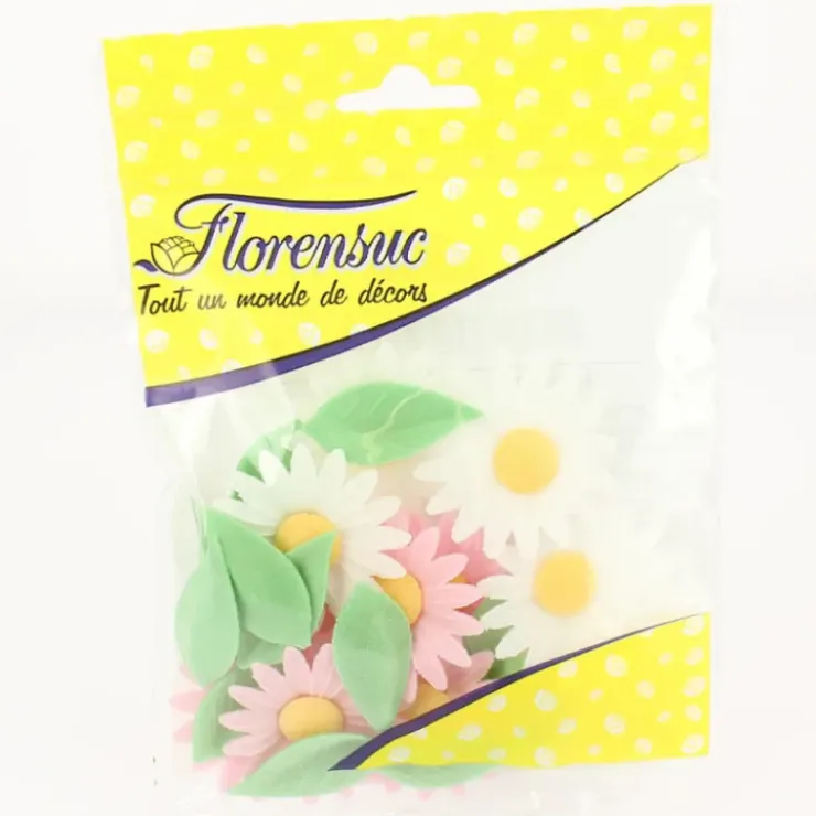 FLORENSUC Fleurs de Marguerites roses et blanches x12 - en Azyme Hot
