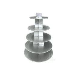 GATODECO Grand Présentoir Argenté Cupcakes 5 Etages Ronds Gatodéco Discount