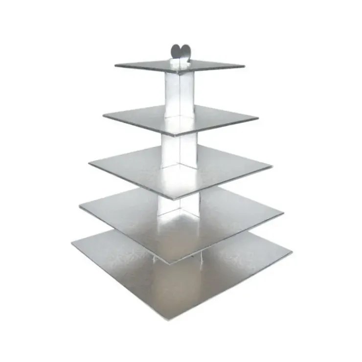GATODECO Grand Présentoir Argenté Cupcakes 5 Etages Carrés Gatodéco