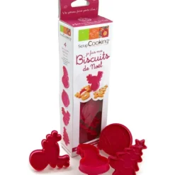 SCRAPCOOKING Kit 4 découpoirs à éjecteurs pour Biscuits Noël