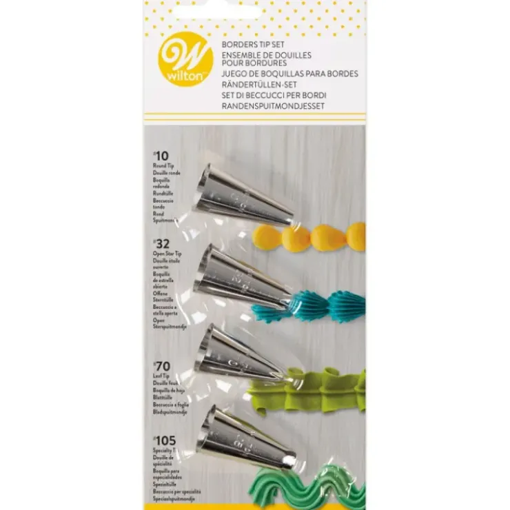 WILTON Kit 4 douilles pâtissières Bordures Inox Clearance