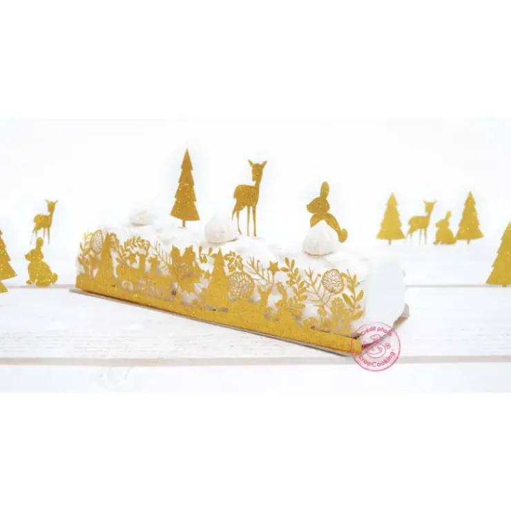SCRAPCOOKING Kit Déco Bûche de Noël Dorée Forêt Enchantée