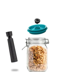 AIRTENDER Kit de Mise Sous-Vide 3 Bocaux Kilner 1,5 L avec Couvercles et Pompe Sale