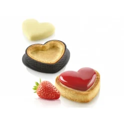 SILIKOMART Kit Moule Silicone 8 Tartelettes Cœur 8 x 7 cm Professional Clearance