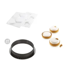 SILIKOMART Kit Moule Silicone 4 Tartelettes Ø 100mm Professional Discount