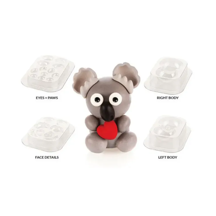 SILIKOMART Kit Moules Chocolat Koala en PVC 15,5 cm x H 16 cm (x4) Professional Clearance