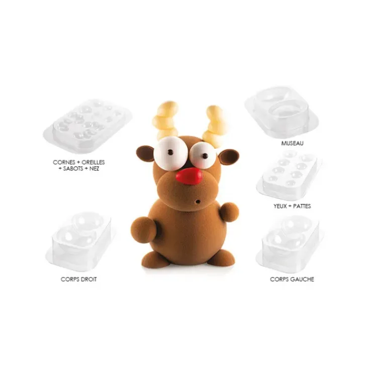 SILIKOMART Kit Moules Chocolat Renne en PVC 14,7 cm x H 23,6 cm (x5) Professional Clearance