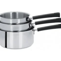 CRISTEL Lot de 3 Casseroles inox à Poignée Noire Mutine Fixe Clearance