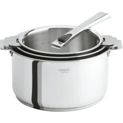 CRISTEL Lot de 3 Casseroles Inox avec 1 Poignée Amovible Casteline