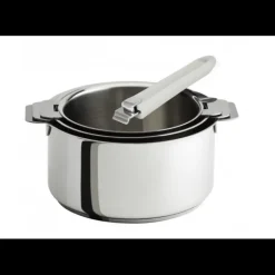 CRISTEL Lot de 3 Casseroles inox avec Poignée Blanche Mutine Amovible Best