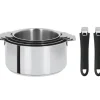 CRISTEL Lot de 4 Casseroles inox avec 2 Poignées Noires Mutine Amovibles Outlet