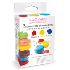 SCRAPCOOKING Lot de 3 Colorants Alimentaires en Poudre Rouge / Jaune / Bleu Best