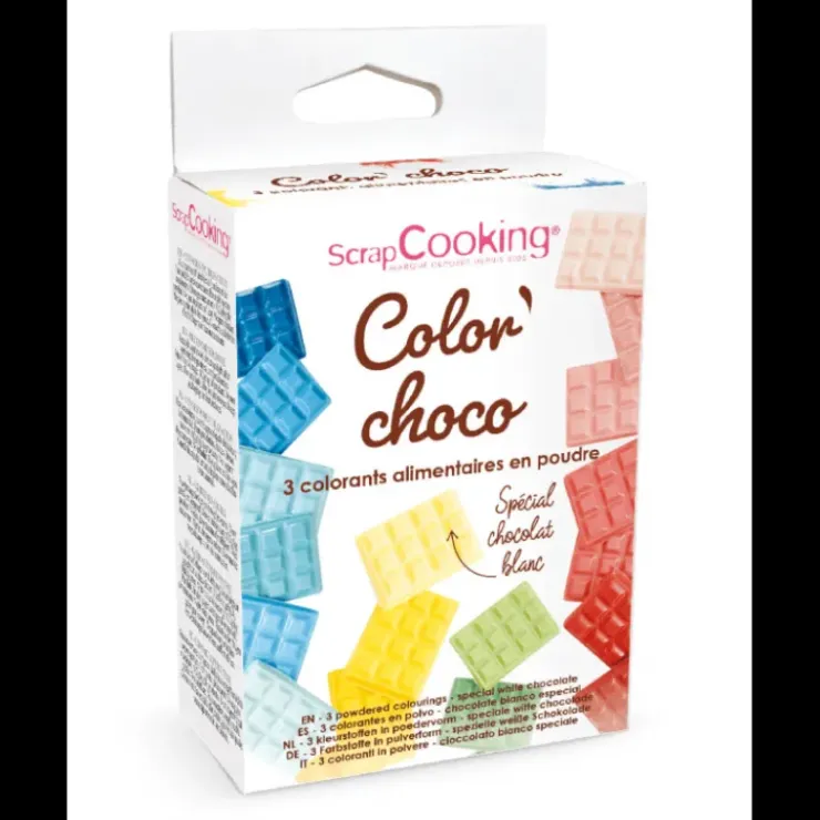 SCRAPCOOKING Lot de 3 Colorants Liposolubles en Poudre Rouge / Bleu / Jaune Hot