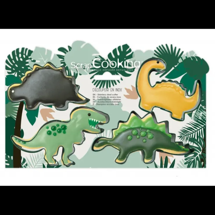 SCRAPCOOKING Lot de 4 Emporte-Pièces Dinosaure Discount