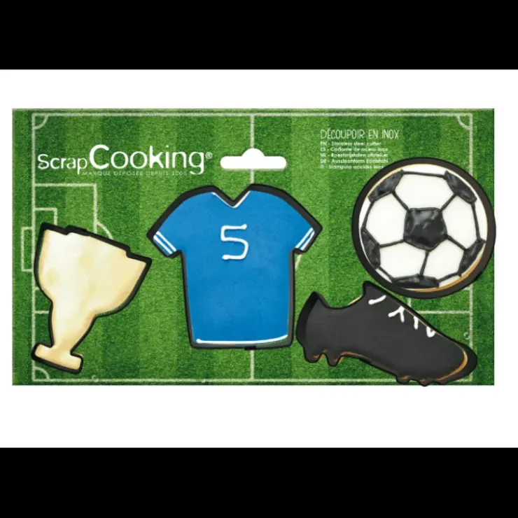 SCRAPCOOKING Lot de 4 Emporte-Pièces Inox Football New