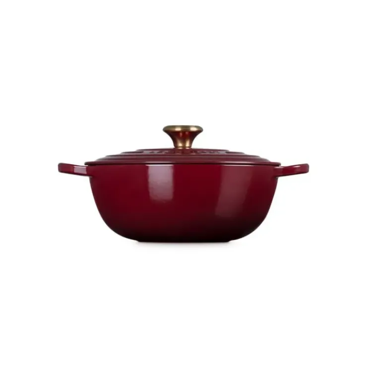 LE CREUSET Marmite en Fonte 26 cm Garnet Bouton Doré Signature Best