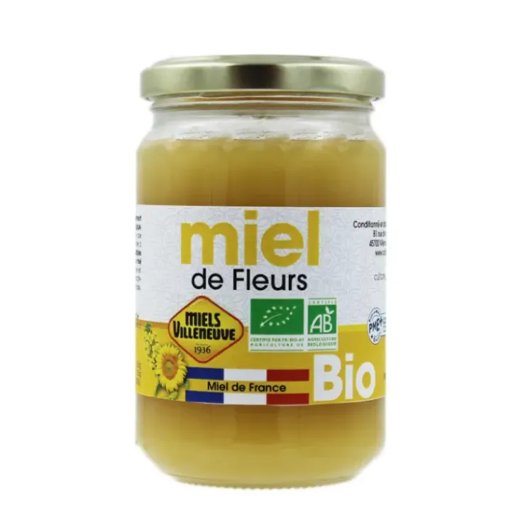 MIELS VILLENEUVE Miel de Fleurs Bio 375 g New