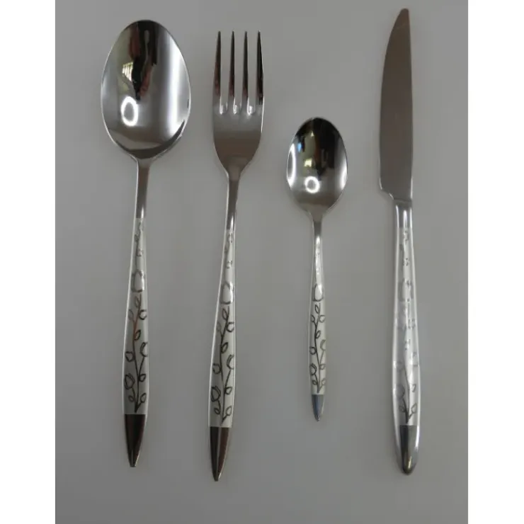 LEBRUN Ménagère 24 pièces Fleur Inox 3 mm