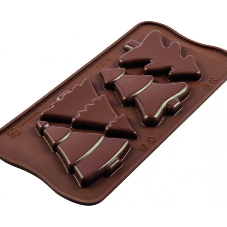 SILIKOMART Moule à Chocolat 4 Sapins Easy Choc - Silicone Spécial Chocolat New