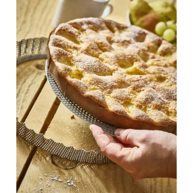 DE BUYER Moule à Tarte Cannelée Inox Perforé Amovible Ø 28 cm x H 2,5 cm Hot