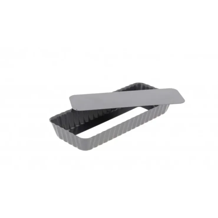 DE BUYER Moule Anti Adhésif Tarte Rectangle Fond Amovible 20 x 8 cm x H 2,7 cm Hot