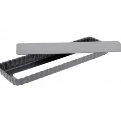 DE BUYER Moule Anti Adhésif Tarte Rectangle Fond Amovible 35,6 x 10,2 cm x H 2,7 cm Clearance