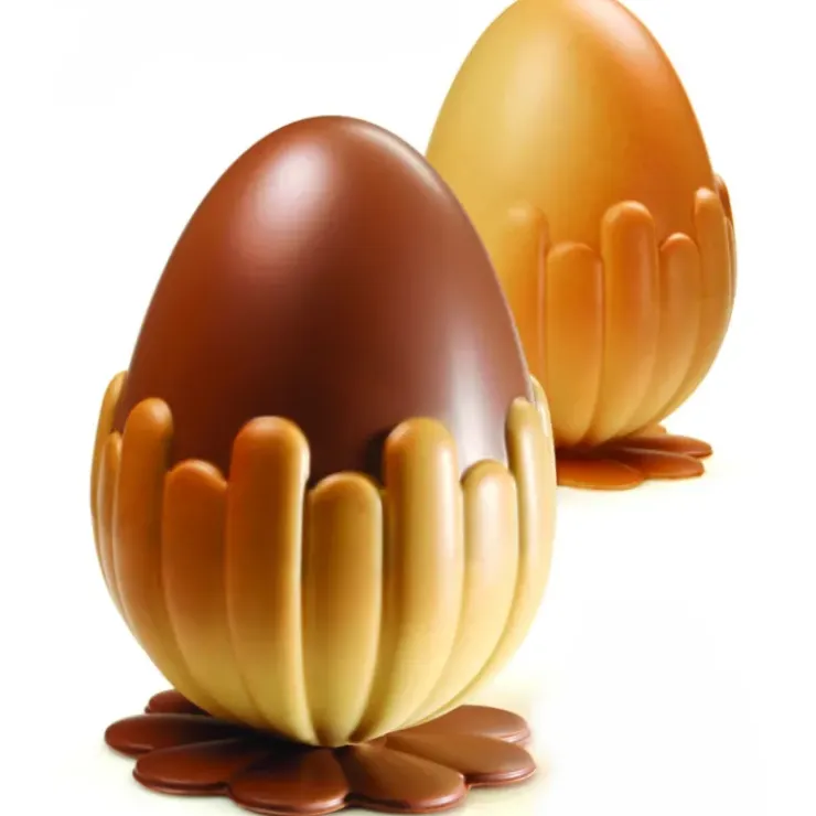 PAVONI Moule Chocolat Oeuf Fleur Ø 15 x H 20 cm (x2) New