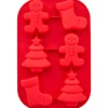 WILTON Moule en Silicone Sapin de Noël, Pain d'Epice et Chaussette de Noël 6 Empreintes Discount