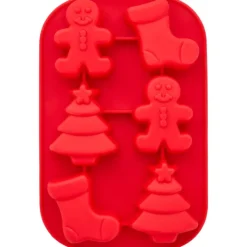 WILTON Moule en Silicone Sapin de Noël, Pain d'Epice et Chaussette de Noël 6 Empreintes Discount