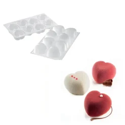 SILIKOMART Moule Silicone 8 Coeurs Bombés 6,35 x 6,5 cm 100ml Professional Sale