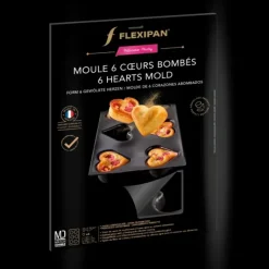 FLEXIPAN DEMARLE Moule Silicone 6 Cœurs Bombés 7,5 x 6,5 cm Sale