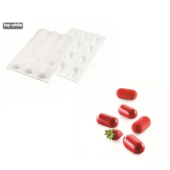 SILIKOMART Moule Silicone 12 Minis Ovales Bombés 5,8 x 2,9 cm 30ml Professional Hot