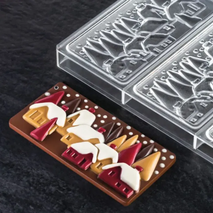 PAVONI Moule Tablette Chocolat Village De Noël 15,4 x 7,7 Clearance