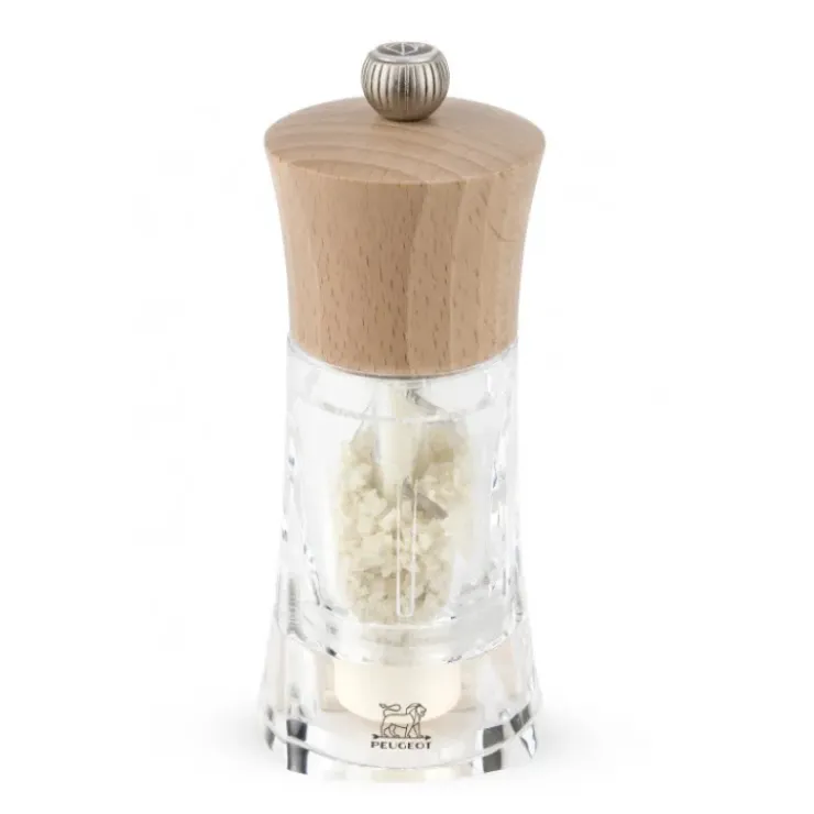 PEUGEOT Moulin à Sel Humide Oléron 14 cm Transparent-Bois Naturel Hot