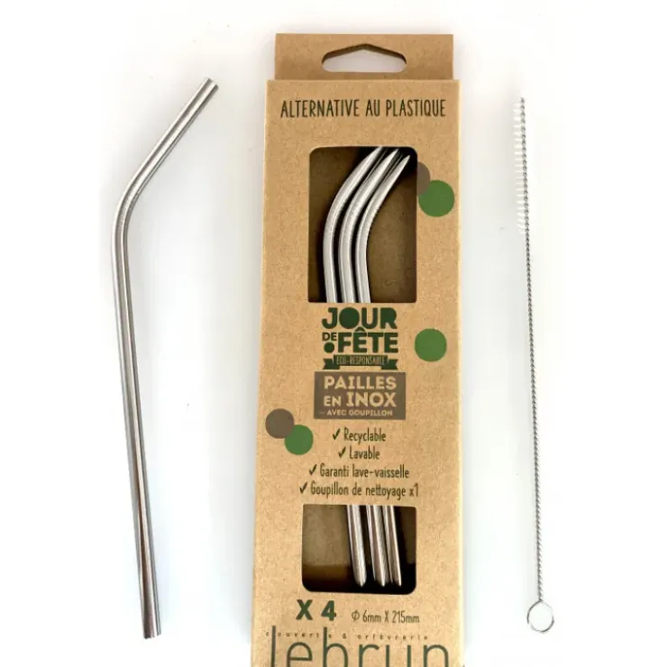 LEBRUN Paille en Inox Coudée 21,5cm x4 New