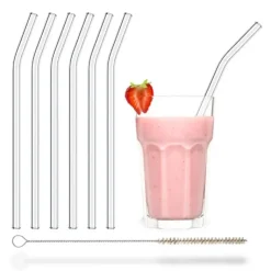 CUISINEADDICT Paille Réutilisable en Verre 23cm courbée x6 HALM