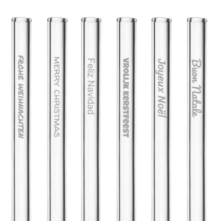 CUISINEADDICT Paille Réutilisable en Verre Joyeux Noël 20cm droite x6 HALM Best