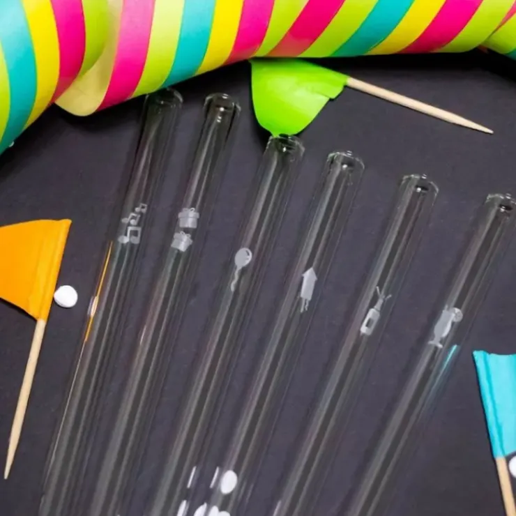 CUISINEADDICT Paille Réutilisable en Verre Fêtes 20cm droite x6 HALM Clearance
