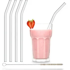 CUISINEADDICT Paille Réutilisable en Verre 23cm courbée x4 HALM Online