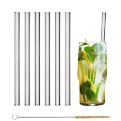 CUISINEADDICT Paille Réutilisable en Verre 20cm droite x6 HALM New