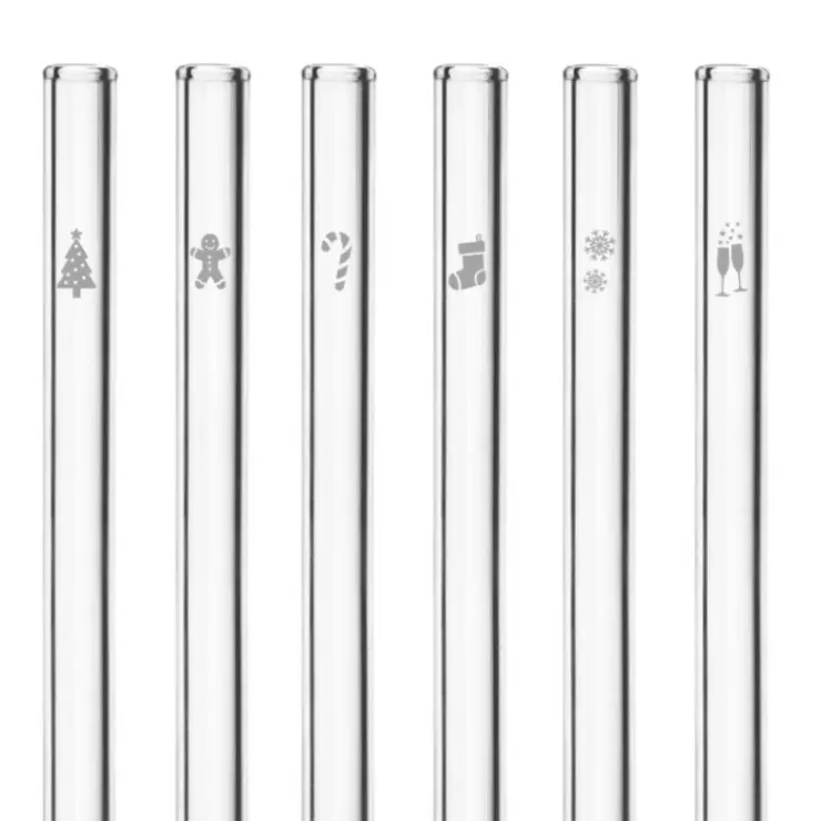CUISINEADDICT Paille Réutilisable en Verre Noël 20cm droite x6 HALM Discount