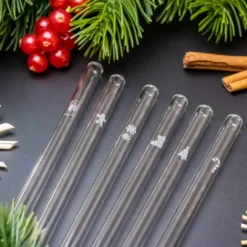 CUISINEADDICT Paille Réutilisable en Verre Noël 20cm droite x6 HALM Discount