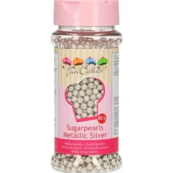 FUNCAKES Perles de Sucre Argent Métallique 80g New
