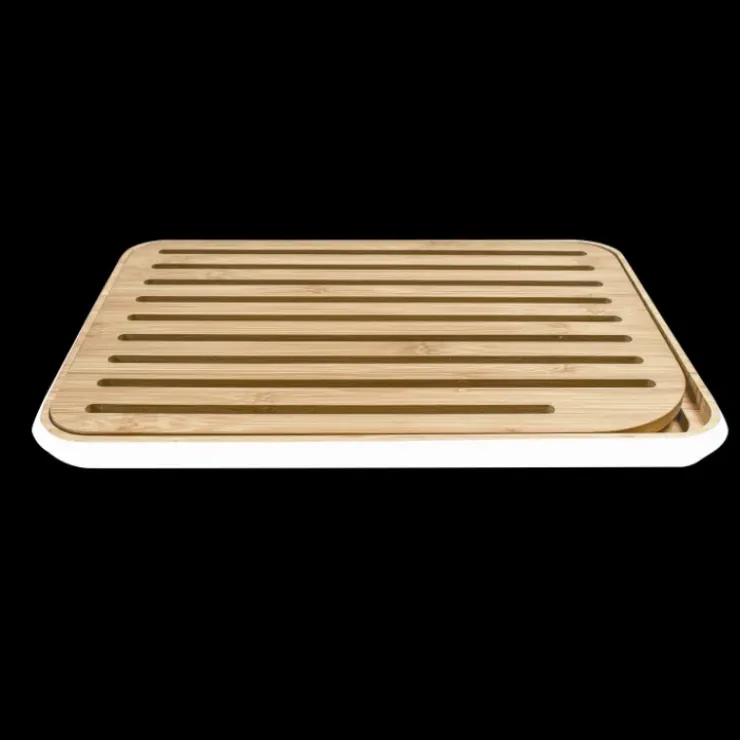 PEBBLY Planche à Pain Bambou 35 x 25 cm Blanc Sale