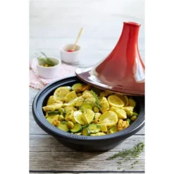 LE CREUSET Plat à Tajine en Fonte 31 cm Cerise Discount
